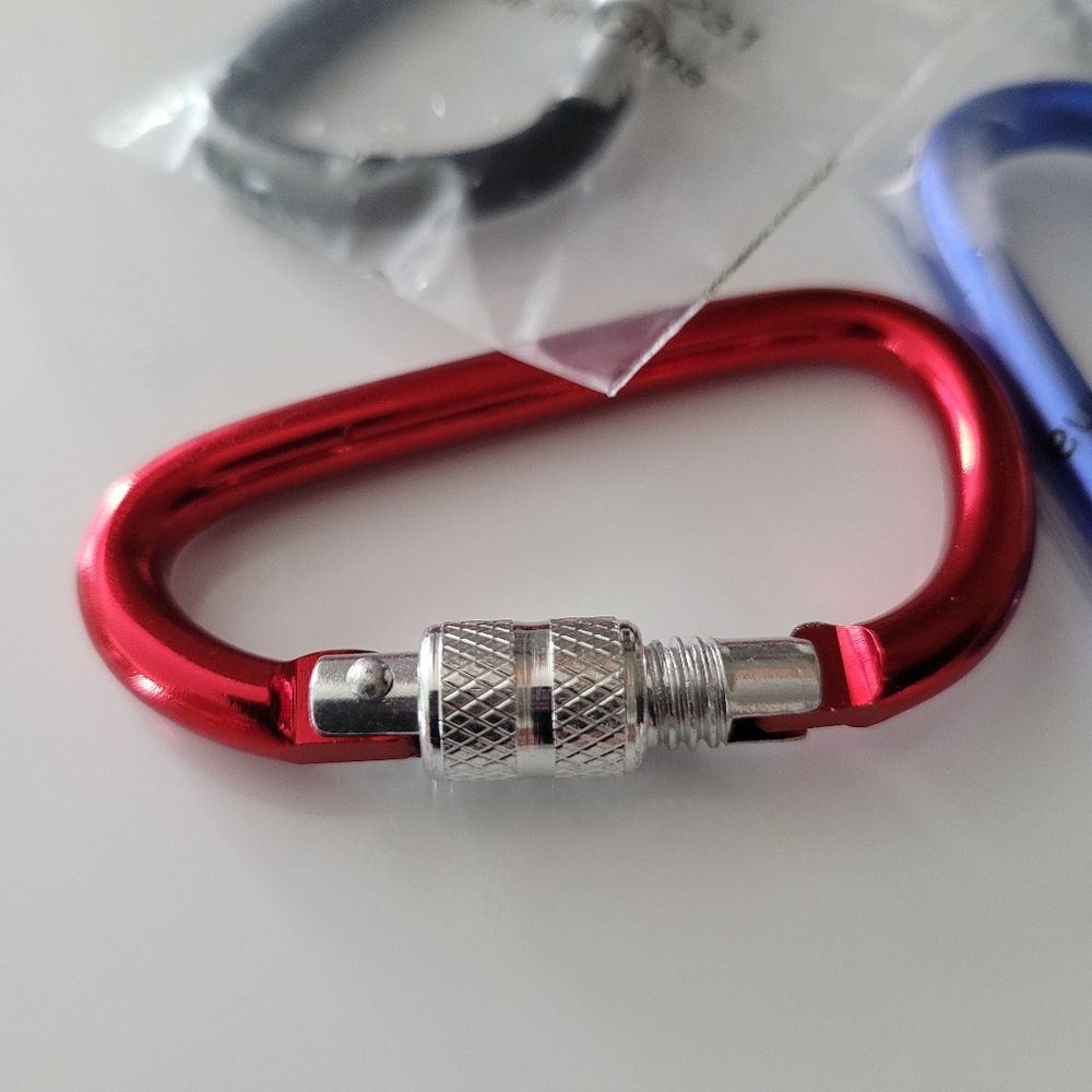 Locking Carabiner Clip D-Ring Spring Hook Keyring Red NEW Premium - Picture 6 of 7